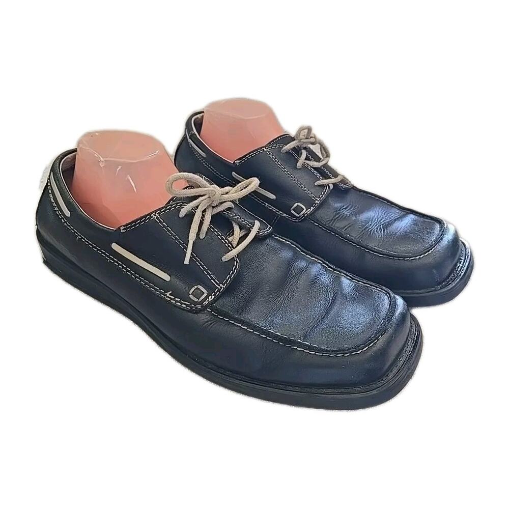 Y2K Unlisted Black Leather Square Toe Loafer Driver Casual‎ Shoes Men's Size 12
